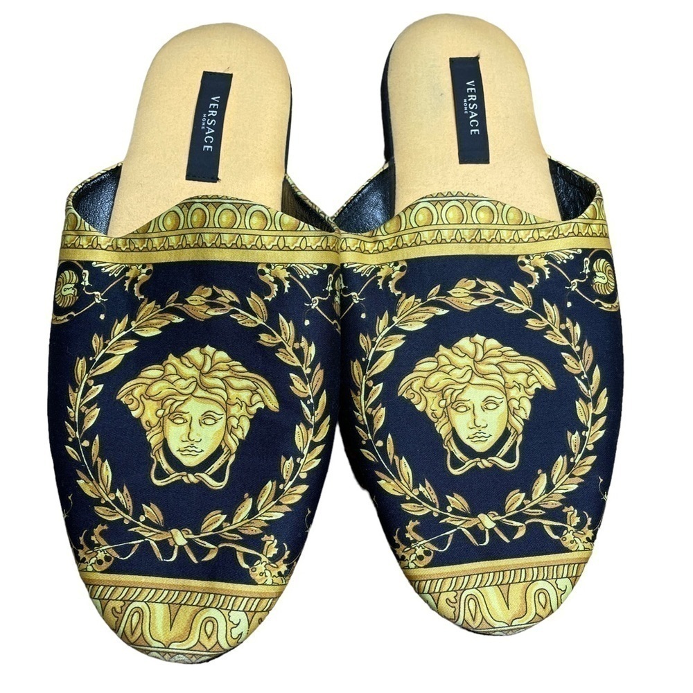 Versace Home medusa slippers black gold size 41